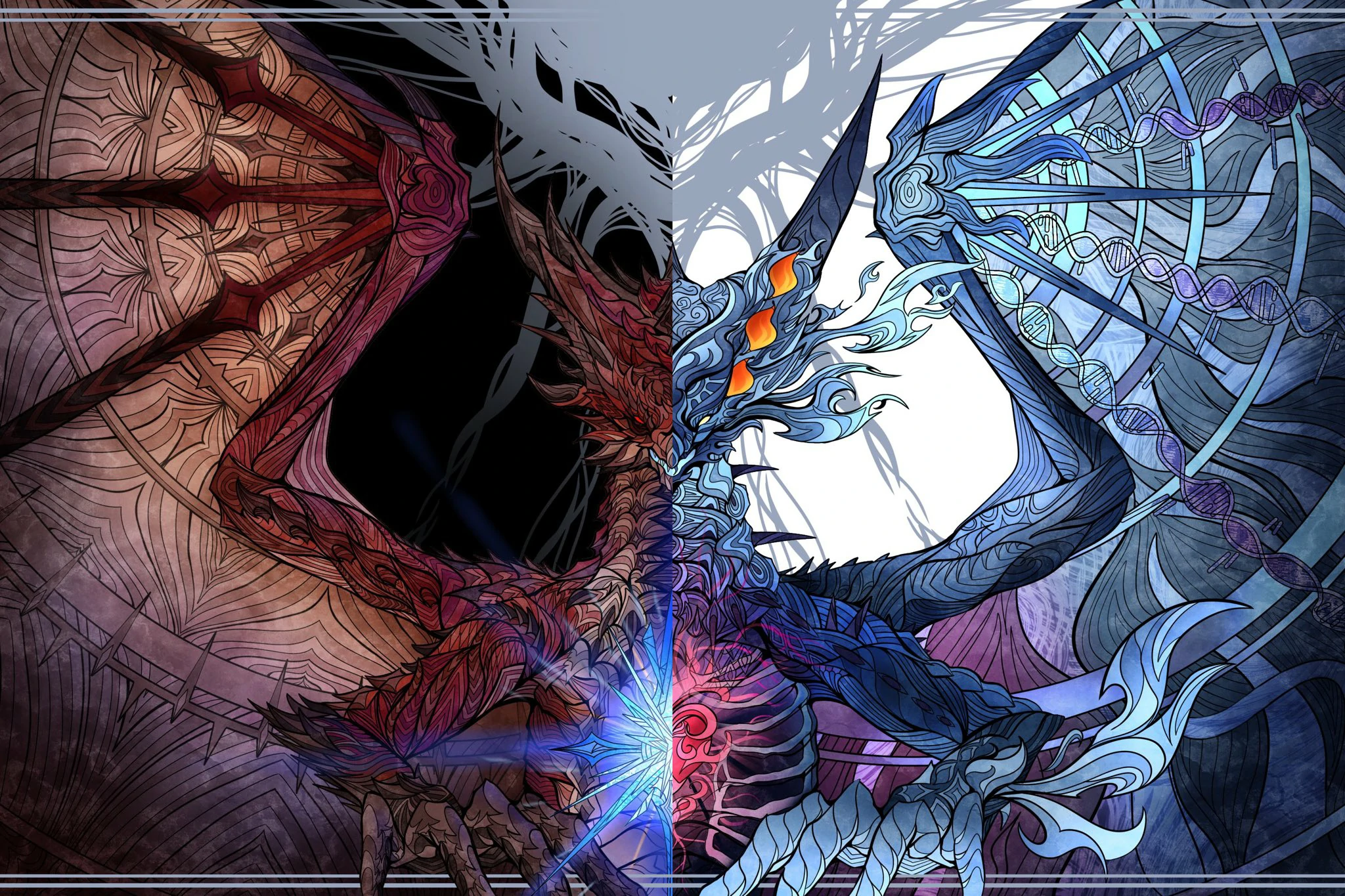 Safi'jiiva and Xeno'jiiva in Monster Hunter: World.